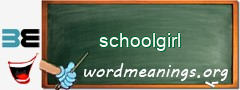 WordMeaning blackboard for schoolgirl